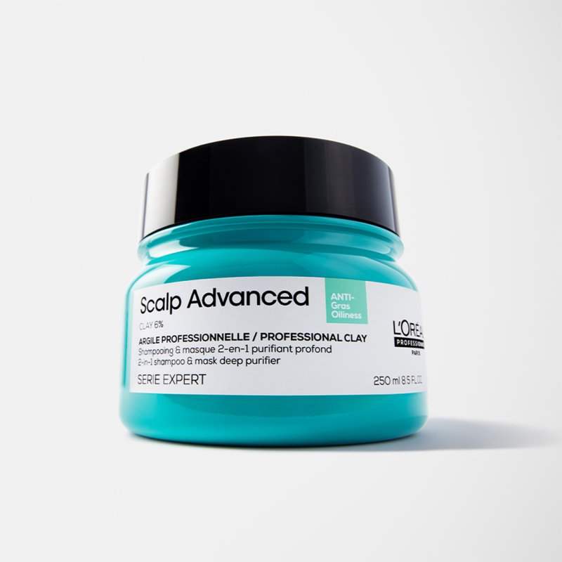 L’Oréal Professionnel Scalp Advanced Anti-Oiliness 2-u-1 šampon i maska od gline za kožu glave sklone mašćenju 250ml